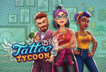 Tattoo Tycoon – Salon de tatouage moderne avec artiste en plein travail sur un client