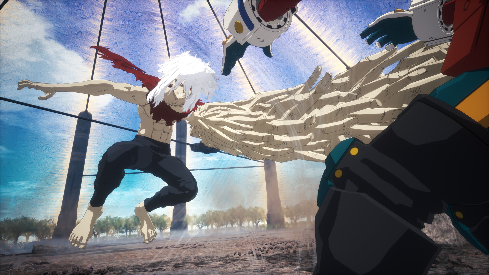 Un combat explosif entre Midoriya et Bakugo au milieu d'une ville en destruction