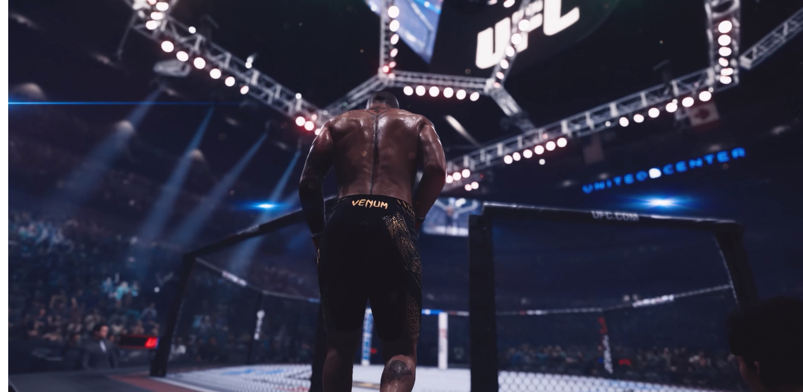 Célébration d'un combattant après une victoire par KO au premier round